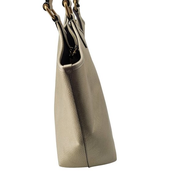 Coach Gold Metallic Leather Tote Bag Purse Wallet Logo Pouch - Picture 7 of 14